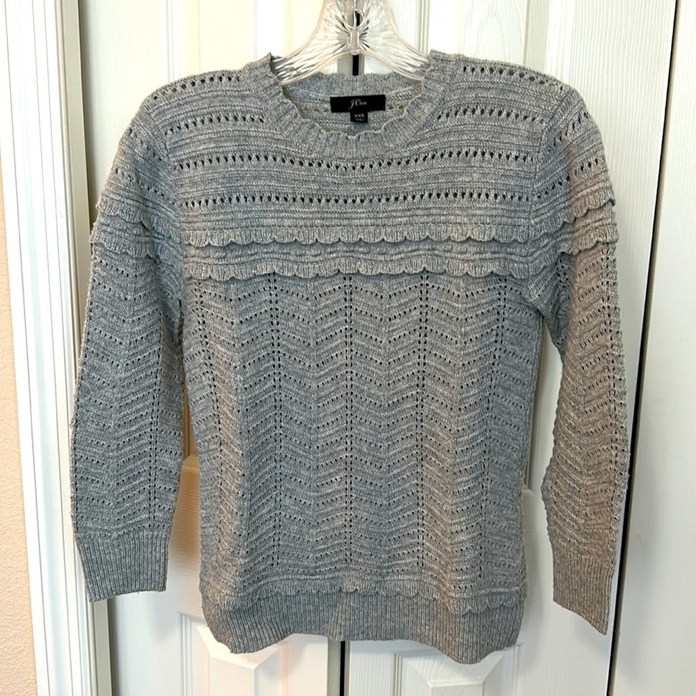 J. Crew | Grey Pointelle style Sweater